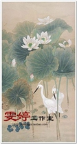 Gongbi painting white sketch Physical white paper background draft Flower and bird line drawing Chinese painting draft Lotus lotus pond egret painting *