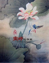 Meticulous painting white paper draft flower and bird line drawing Chinese painting draft Lotus Lotus Lotus Pond Kingfisher painting *