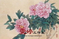 Work meticulous painting white drawing draft-Peony Chinese painting painting flower and bird painting living room painting homework painting *
