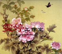 Gongbi painting white drawing background -- Peony butterfly Chinese painting Calligraphy painting Flowers and birds painting Living room painting Industrial painting*