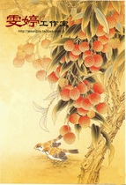 Meticulous painting white drawing draft-lychee bird Chinese painting painting flower and bird painting living room painting homework painting