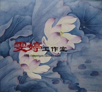 Gongbi painting white sketch Physical white paper background draft Flower and bird line drawing Chinese painting draft Lotus pond Lotus painting white sketch professional
