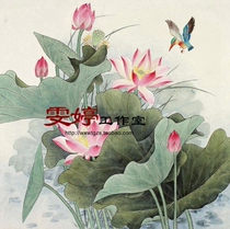 Gongbi painting White sketch Physical white paper background draft Flower and bird line drawing Chinese painting draft Lotus lotus Pond Kingfisher painting *