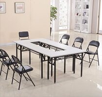 Primary and secondary school students classroom tutoring training classes double foldable school desks and chairs long table direct sales