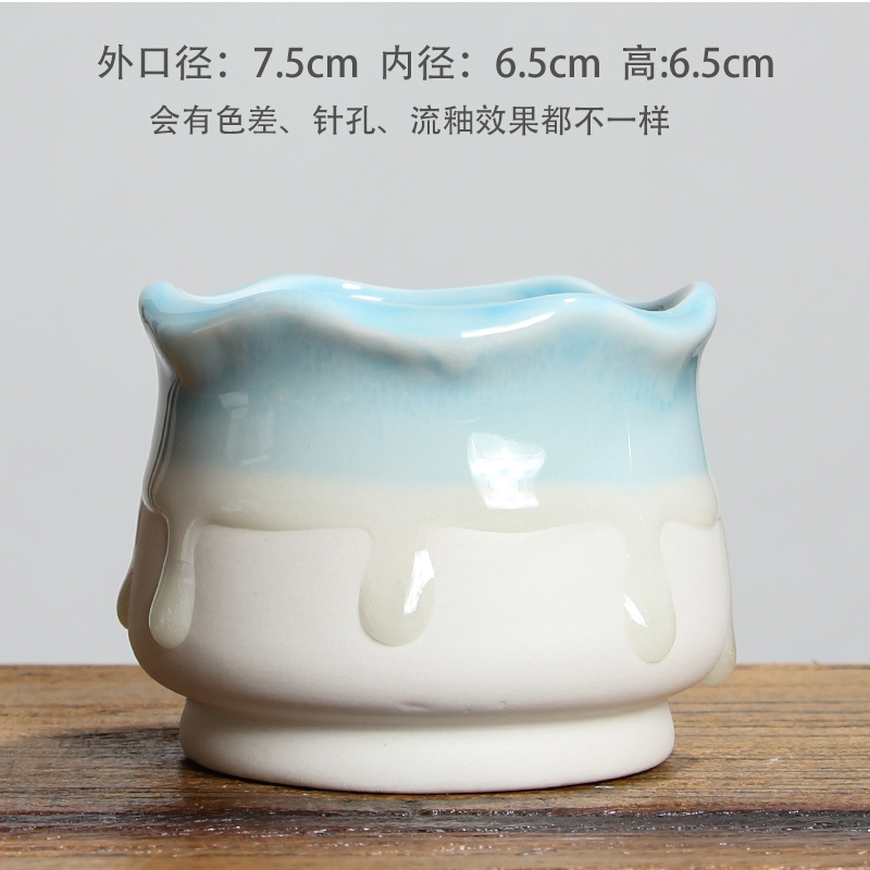 Navy & Style 58New products Fleshy flowerpot ceramics Plain burning ventilation Lithops Asshole Basin square Milk tank Ice crack Flow glaze Flowerpot