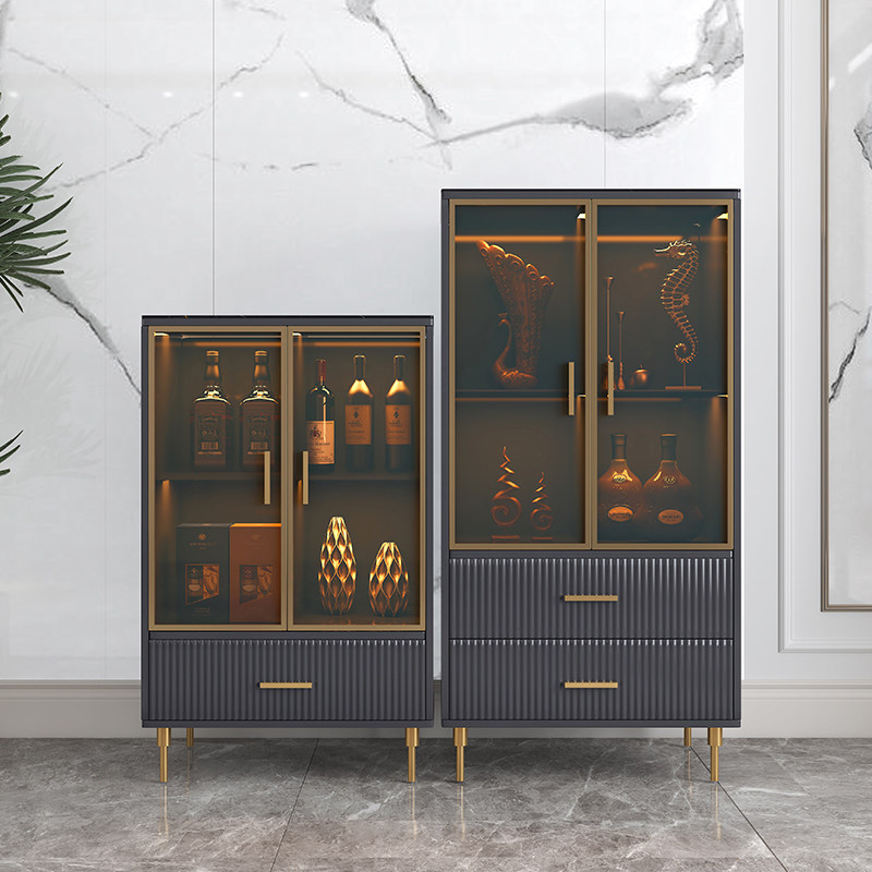 Italian light luxury slate wine cabinet coffee table TV combination modern minimalist smart sensor lamp display cabinet design furniture