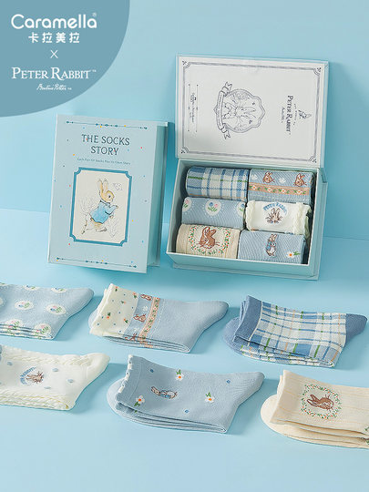 卡拉美拉礼盒袜子女士款中筒袜春秋季棉质日系可爱堆堆袜单鞋长袜