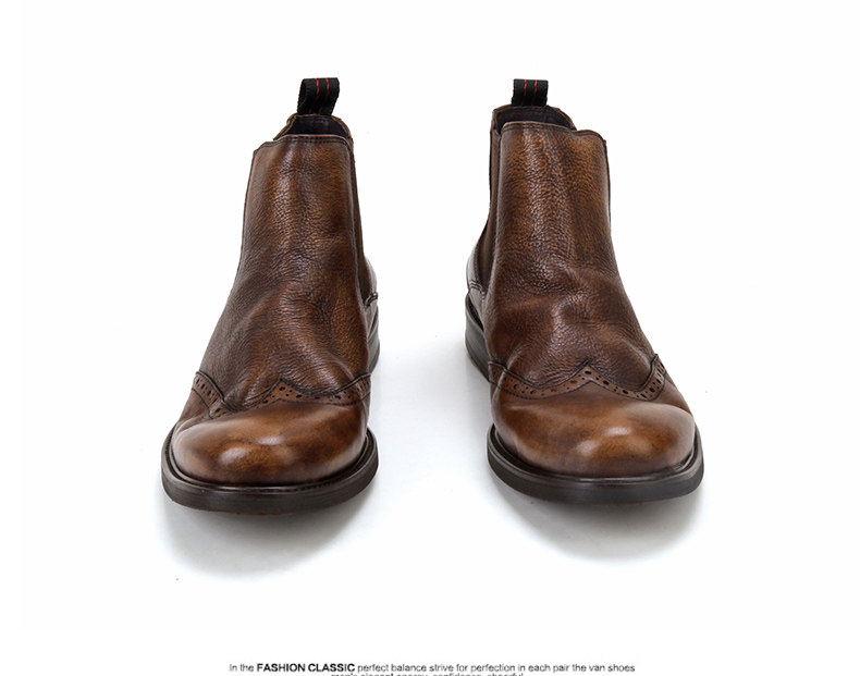 Челси сапоги 英伦复古潮流真皮做旧圆头高帮皮鞋舒适透气切尔西靴百搭马丁靴男