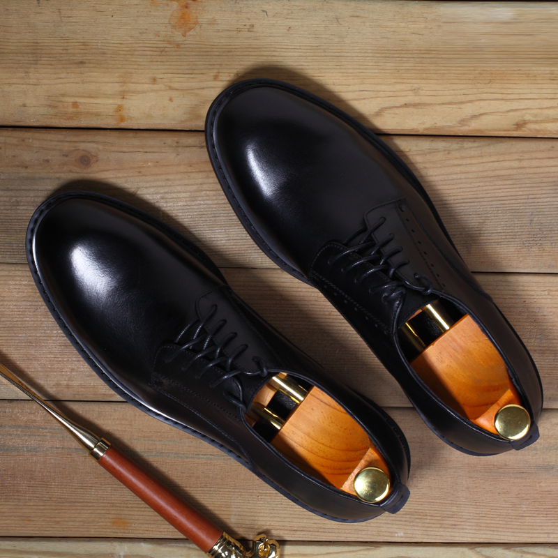 Workplace upstart Italian leather round toe business formal leather shoes wedding banquet men's shoes office derby shoes