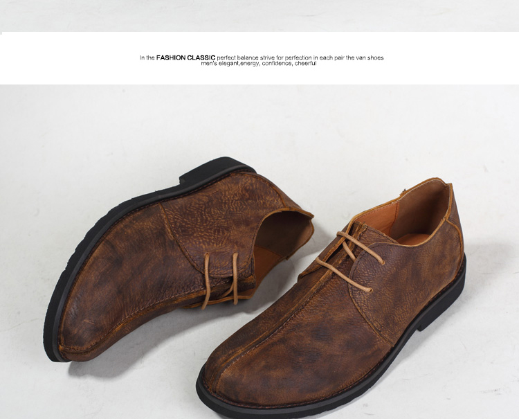 Da mới châu Âu và Mỹ retro cũ dụng cụ ngoài trời giày nam xu hướng thấp để giúp giày thông thường giày da vẽ tay - Giày thấp giày tập thể dục