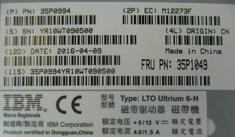 Original installation IBM 35P0994 35P1049 LTO6 LTO6 SAS built-in audiotape machine with test report