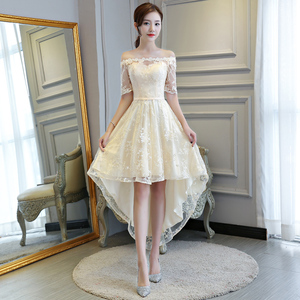 Evening dress prom gown Bridesmaid dress, sisterhood dress, champagne dress, slim and short shoulder