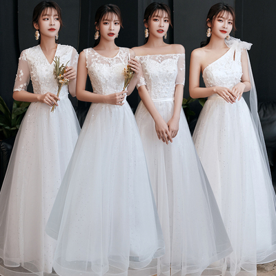 Evening dress prom gown Dress female white sister group banquet president style foreign style boudoir dress host evening dress
