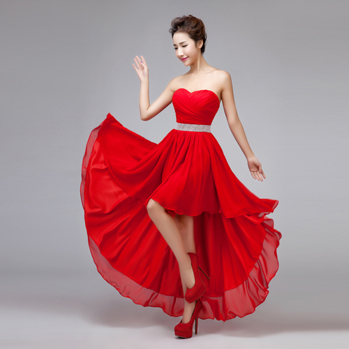 Evening dress prom gown Korean bridesmaid dress with bra dressing, party  girl dress, sister dress, thin,