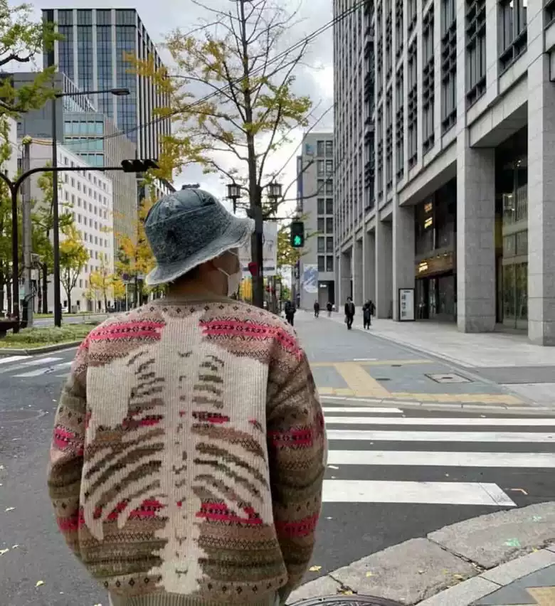 Kapital vintage 平田和宏骨頭骨架圓領民族風復古針織衫套頭毛衣