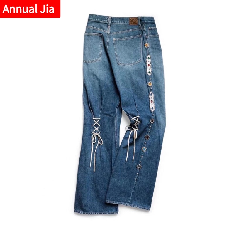 Kapital Vintage New Model Hirata Kazuhiro Washed Heavy-Duty Denim Gemstone Pants
