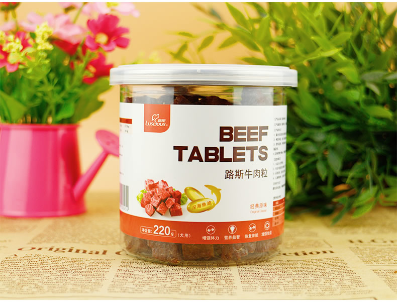 Lusi pet dog snack thịt bò thịt bò thịt bò dải thức ăn Teddy VIP mol mol đào tạo 220g - Đồ ăn vặt cho chó thức ăn cho thú cưng