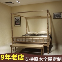 QAY home Southeast Asia shelf bed extremely beautiful high-end custom solid wood furniture Moroccan style Thai four-poster bed