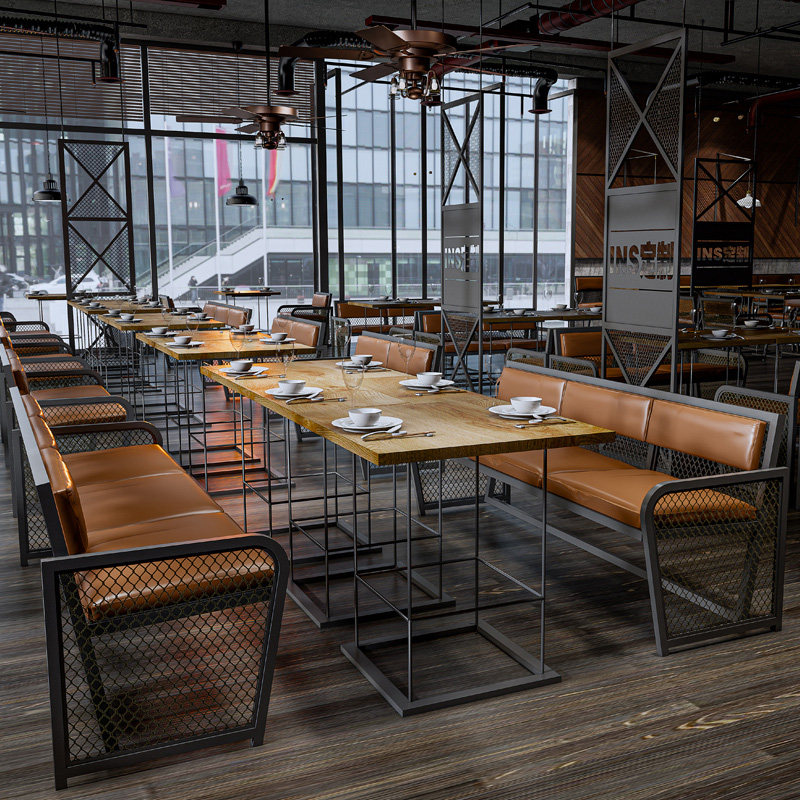 Industrial Wind Retro Cassette Sofa Cafe Cafe Bar Table And Chairs Combination Stool Custom Dining Room Clear Dining Barbecue