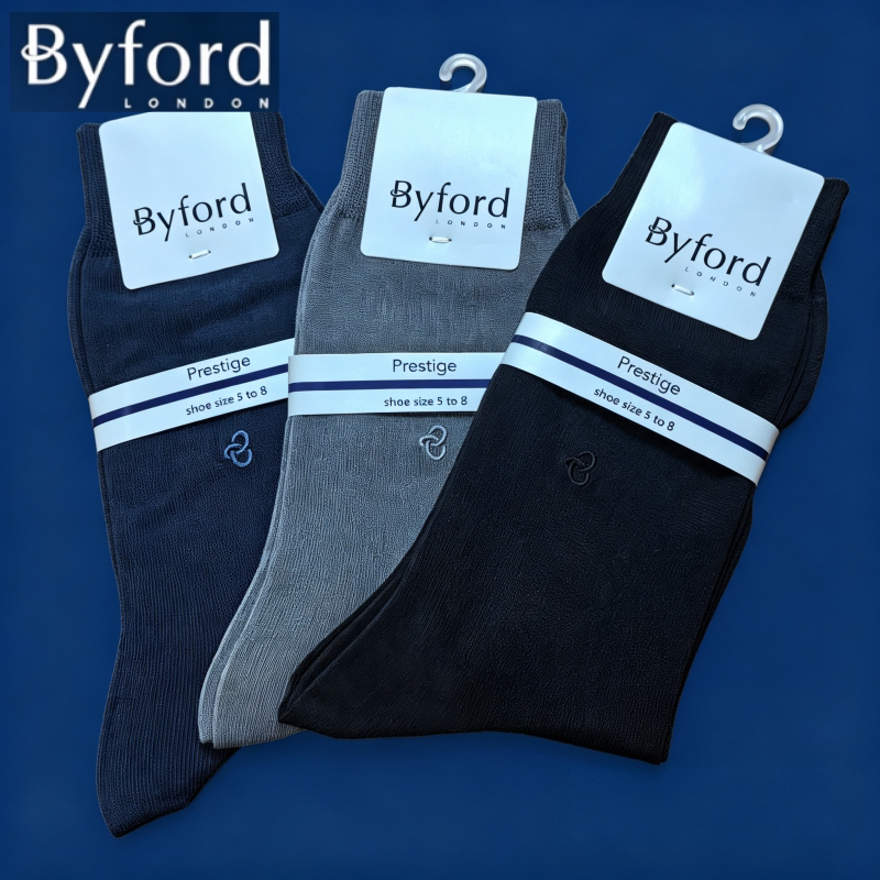Byford Men's Cotton Knit Business Socks, Mid-Calf, All-Season Model 9008Sst
