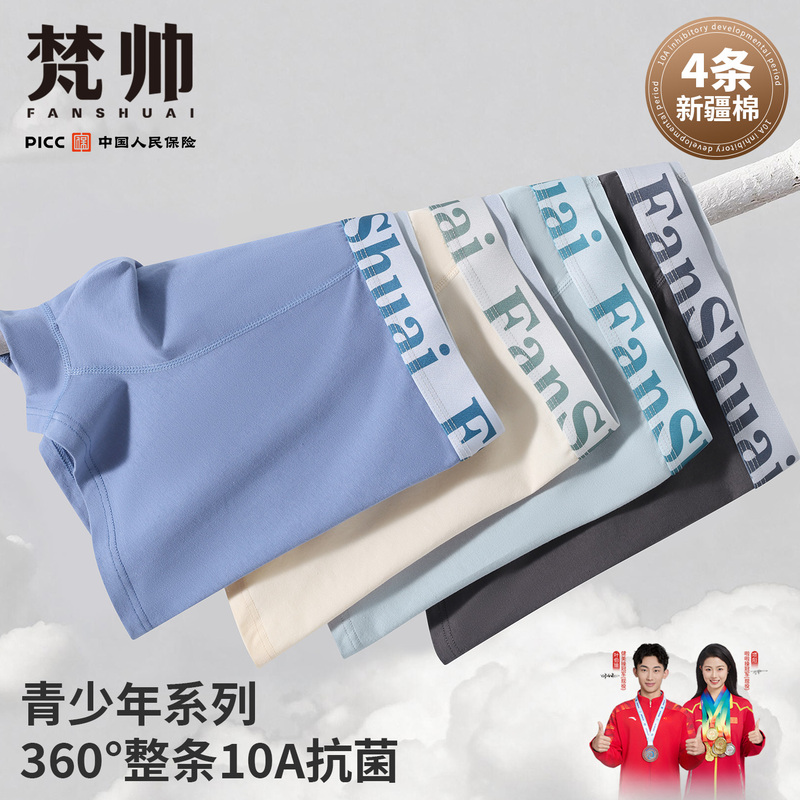Underwear for Boys, Teenagers, Pure Cotton, 100% Cotton, Development Period, Students, Large Size, Breathable, Sports Boxer Shorts