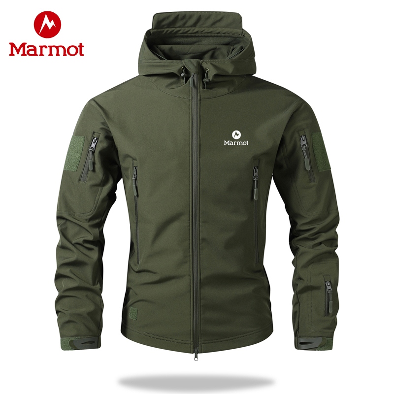 Marmot Groundhog Men's Autumn and Winter Softshell Jacket Windproof and Waterproof Hooded Outdoor Multifunctional Tactical Jacket