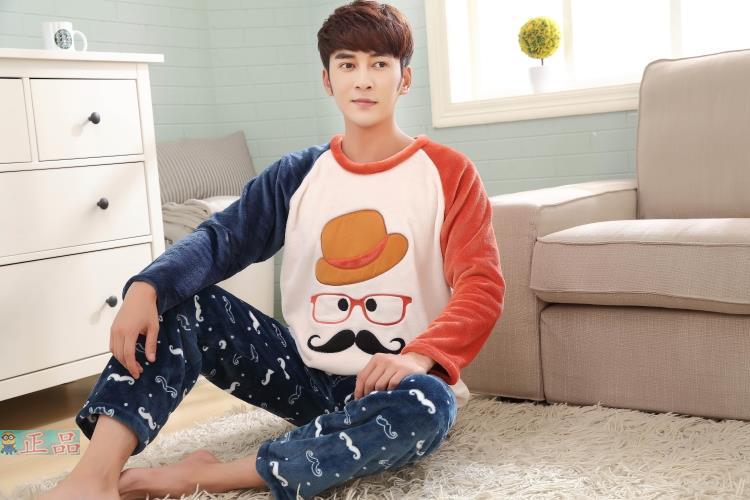 Mùa đông san hô nhung One Piece đồ ngủ nam dày phim hoạt hình Lufei mùa đông thanh niên học sinh trung học flannel phù hợp bộ mặc nhà thu đông cho nam
