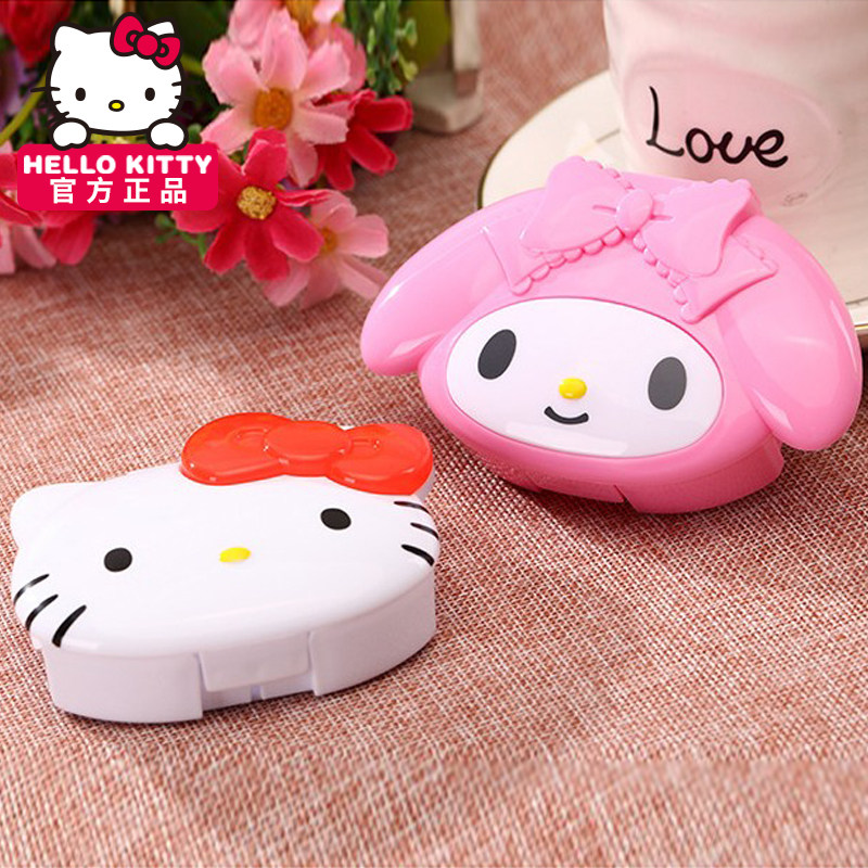 Genuine Kitty small pill box portable sub-packing pill storage cartoon cute female mini sealed medicine box