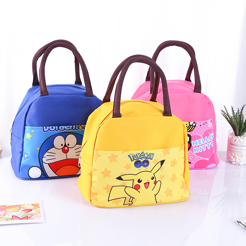 Lunch box bag Student tote bag Cute cartoon animation children's lunch box bag thickened canvas work with rice bag