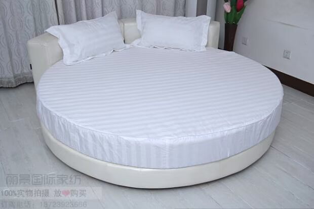 Một gia đình bốn khách sạn năm sao giường tròn doanh nghiệp giường khách sạn khăn trải giường cotton trắng satin tấm một mảnh giường váy cotton - Trang bị Covers ga trải giường chun đẹp	