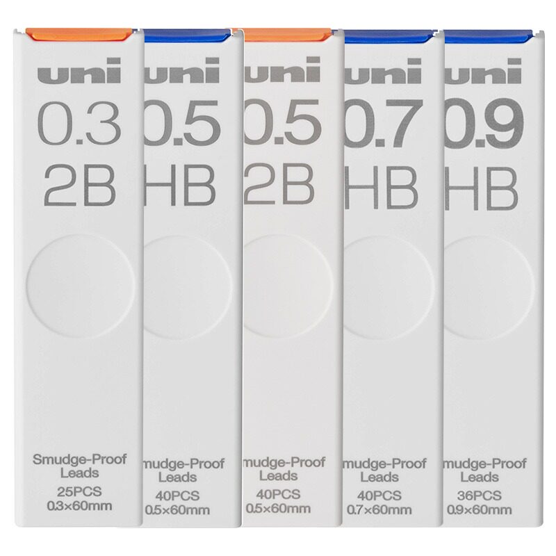 uni三菱铅笔铅芯UL-S自动铅笔替换芯浓黑防蹭脏铅防污HB替芯0.5mm
