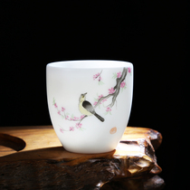 Suet jade ceramic plain fired kung fu tea cup hand-painted Dehua white porcelain master cup household tea set tea cup aloes cup
