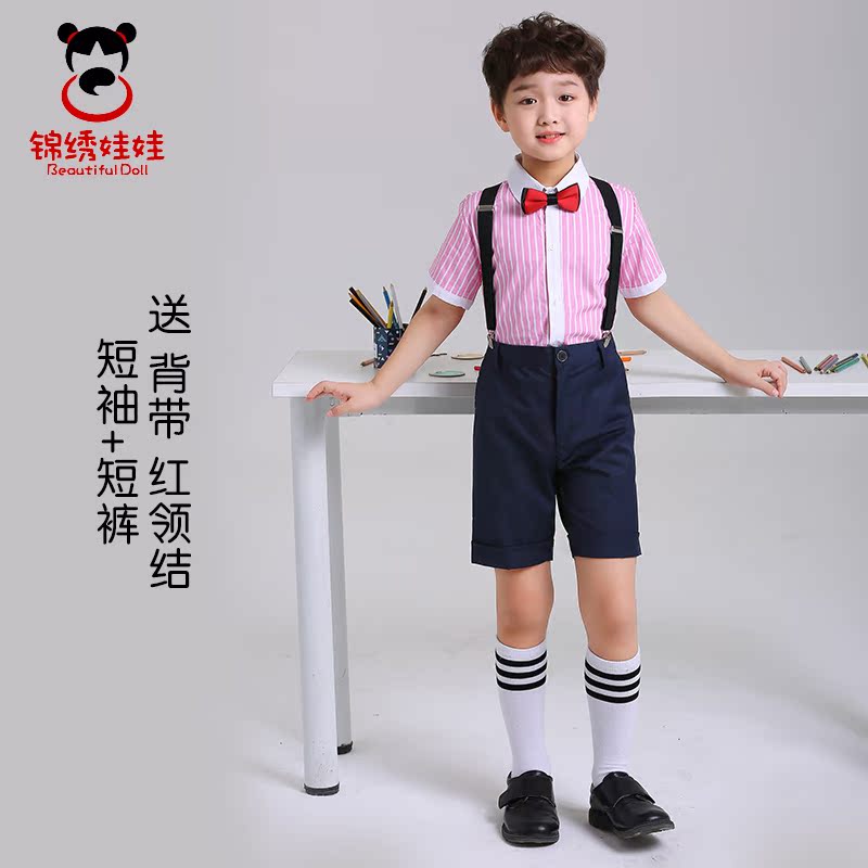 Cotton hiệu suất đầm đầm sàn catwalk cậu bé chủ nhà biểu diễn piano của trẻ em váy hợp xướng với một bộ đồ quần cậu bé.