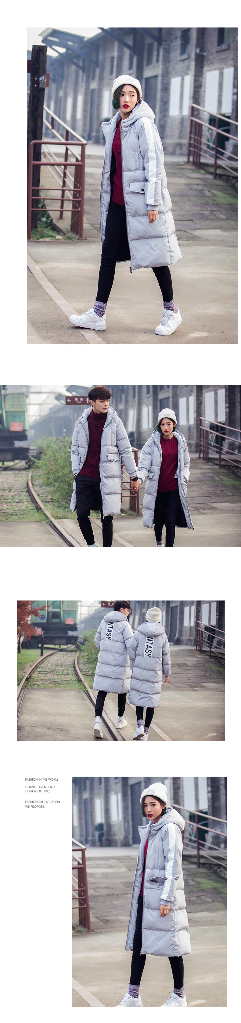 Áo khoác cotton mùa đông Phiên bản Hàn Quốc của áo khoác mỏng nam và nữ trong phần dài trên đầu gối trùm xuống áo khoác cotton nam áo khoác local brand