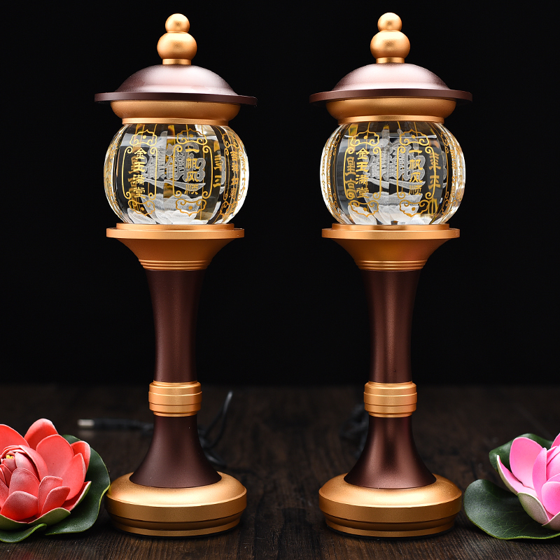 LED seven color water crystal light long Ming lamp Buddha front for lamp Buddha lamp Home shrine lamp Caijing lamp pure copper for lamp palace lamp
