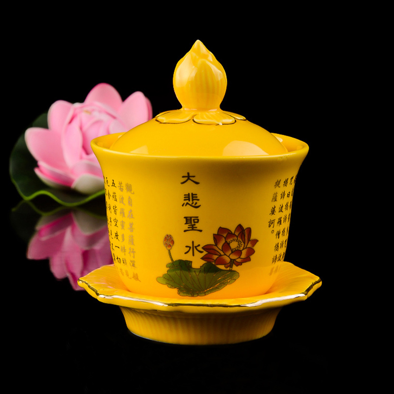 Ceramic water supply cup for the Buddha's water glass St. water cup Buddha front for cup Guanyin water purifying cup Lotus water cup Goblet cup swinging piece