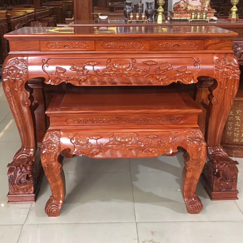 Red Wood Furniture Shentai Flowers Pear Wood For Table Chinese Imitation Ancient Bars Case Full Solid Wood Buddha Table Incense Case For Desk Home Gonquer Desk