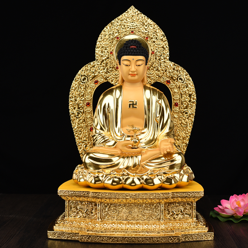 Great May Taiwan Pure Bronze Cure Gold Golden Buddha Statue of Buddha Amitabu Buddha Sakyamuni Buddha statue of Buddha sitting like a pendulum