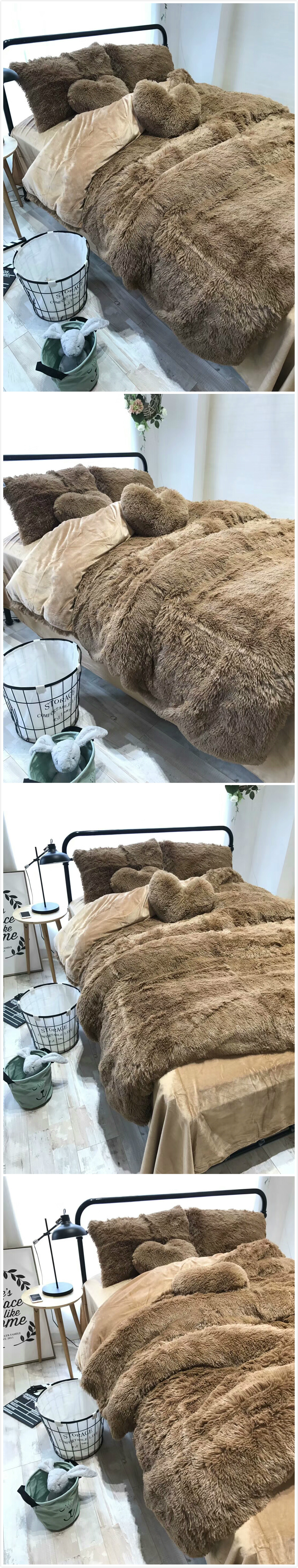 Mùa đông nhung bốn mảnh dày nhung nước ấm chăn chăn đôi nhung nhung pha lê bốn mảnh bộ chăn ga gối đệm giảm giá