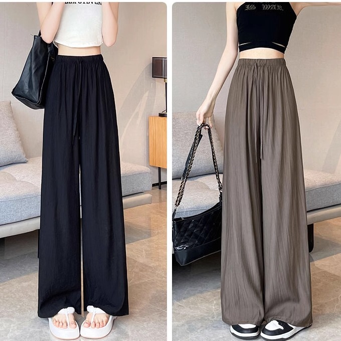 Plus-Size Wide-Leg Pants for Women 2026 New Style Lazy Ice Silk Cotton Linen Casual Summer Thin Pleated Yamamoto Pants Plus-Size Wide-Leg Pants for Women 2026 New Style Lazy Ice Silk Cotton Linen Casual Summer Thin Pleated Yamamoto Pants