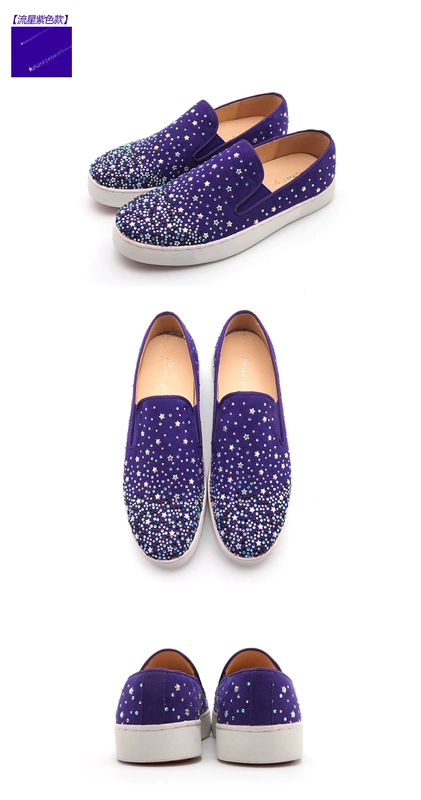 Giày lười rhinestone, giày lười nữ, giày tăng chiều cao nữ, giày đơn nữ đế bằng mũi tròn, giày đế thấp, giày đế dày, giày hoang dã - Giày cắt thấp