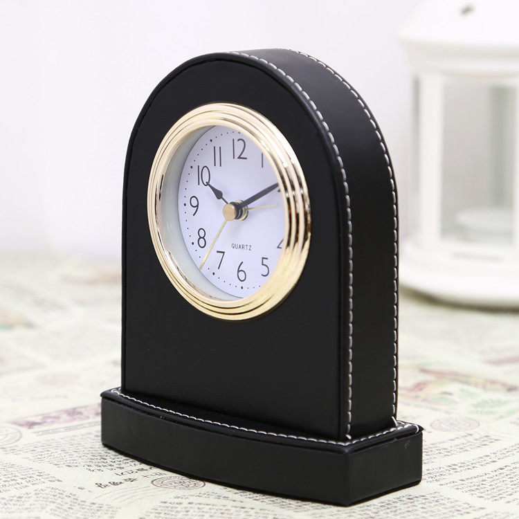 Hotel room leather goods mute luminous alarm clock desk clock desk clock home bedside quartz alarm clock