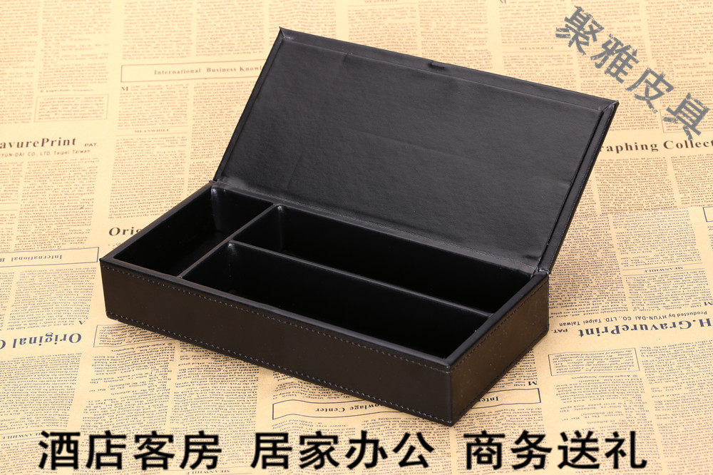 High-end Painting Leather Goods Pencil Case Business Office Conference Stationery Containing Box Black Wire Home Gift