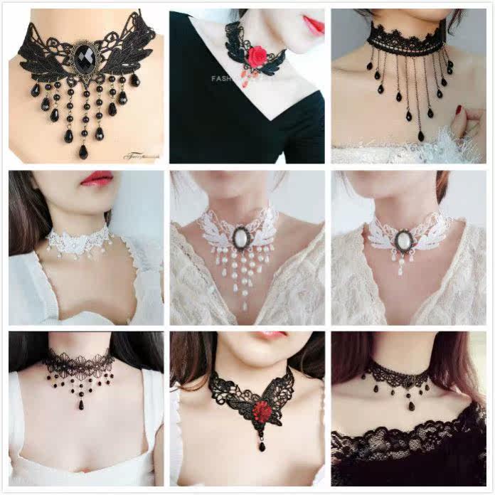 Ribbon Rose Lock Bone Chain Neck Ornament Strap Black Lace Neck Strap Necklace Neck Necklace Decorated Necklace Woman