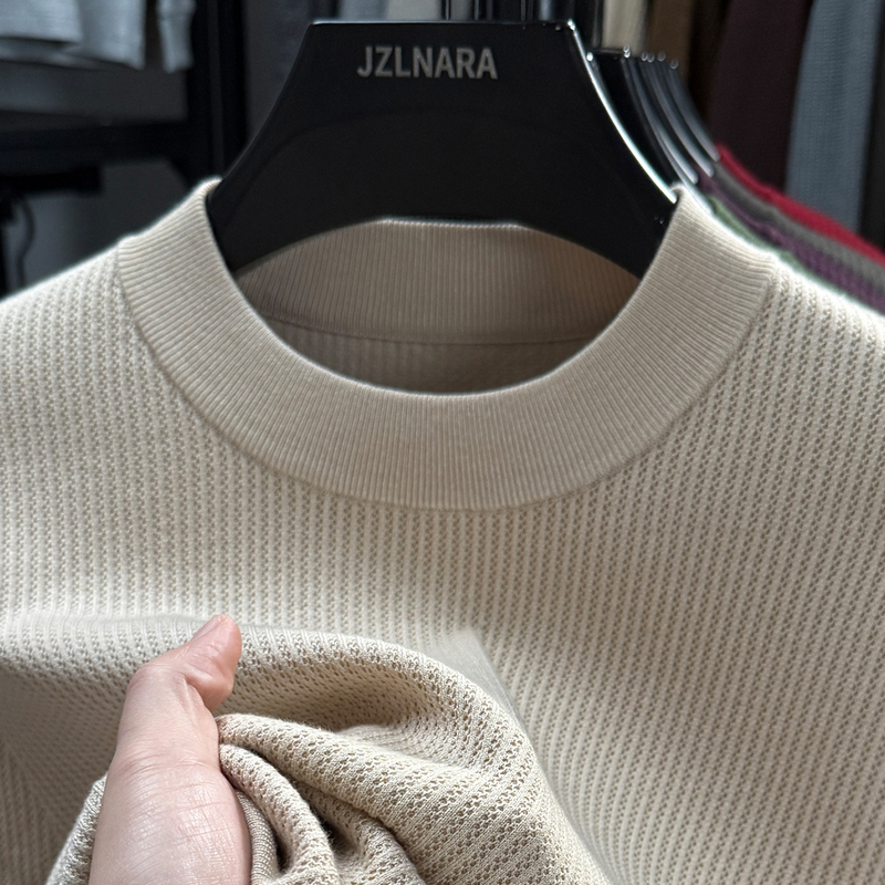 Contains Cashmere + Mulberry Silk】High-End Men's Long-Sleeved Knitwear Autumn and Winter Style Round Neck Simple Sweater T-Shirt Base Layer Contains Cashmere + Mulberry Silk】High-End Men's Long-Sleeved Knitwear Autumn and Winter Style Round Neck Simple Sweater T-Shirt Base Layer