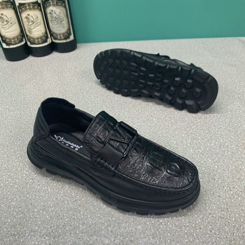 2022 new leather beanie shoes thick bottom top layer cowhide leather shoes all-match slip-on men's shoes casual trend autumn