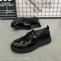 2022 thick bottom genuine leather new bean-beans mens shoes one foot pedal men breathable business casual leather shoes heightening shoes fall