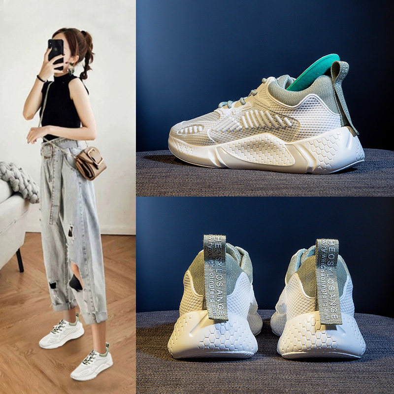 Pull back women's shoes 2020 summer new casual all-match flat sports mesh mesh shoes breathable lightweight running shoes