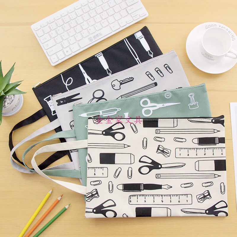 A4 file bag simple small fresh Oxford cloth student test paper zipper bag cute cartoon animal portable information bag