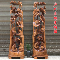 Root carving fragrant camphor wood every year woodcarving handicraft Lotus fish ornaments living room home decorations housewarming gifts